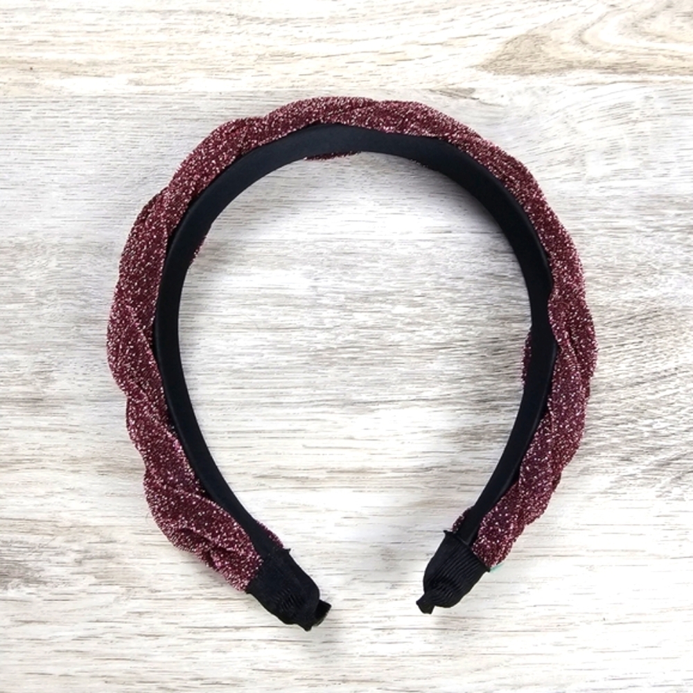 SALE Puff Sparkle Braid Headband Mulled Wine